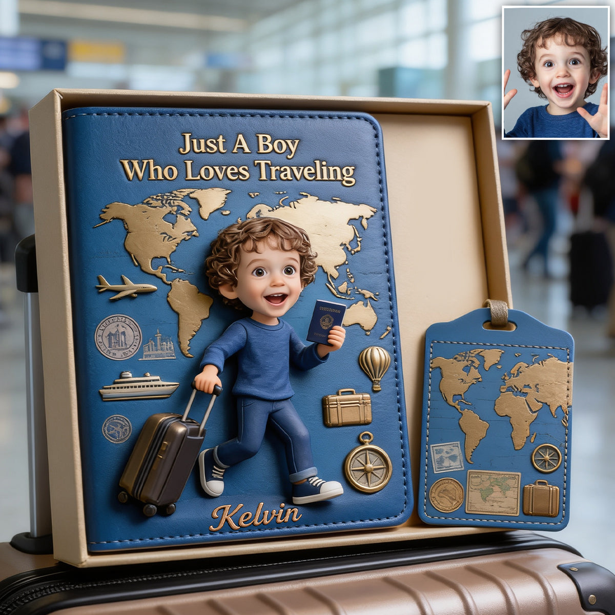 Just A Girl Boy Who Loves Traveling - Personalized Travelling Passport Holder & Luggage Tag Set