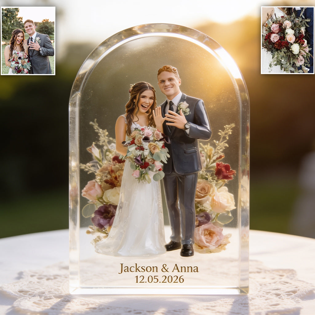 Eternal Bloom - Personalized wedding anniversary Custom Shaped Acrylic Plaque