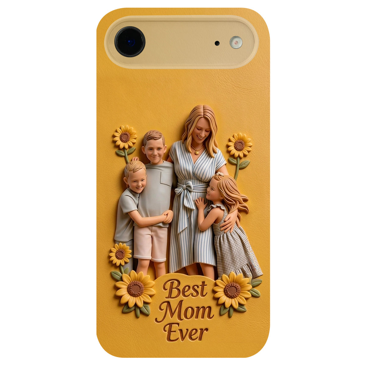 Best Mom Ever - Personalized Mother 3D Embossed Leather Phone Case