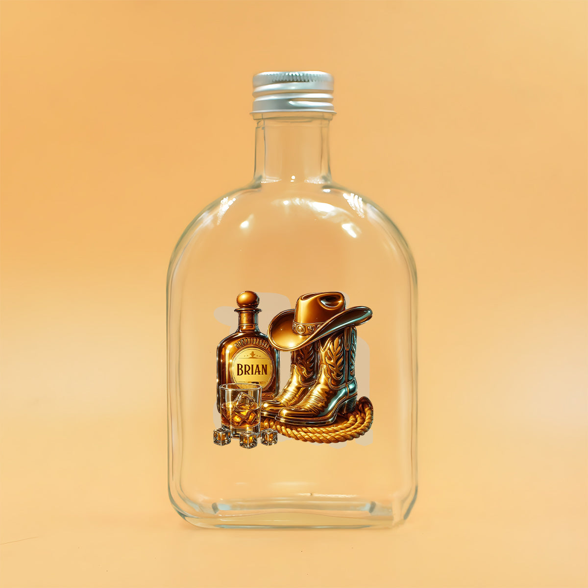 Cowboy Boots Hat - Personalized Whisky Wine Bottle
