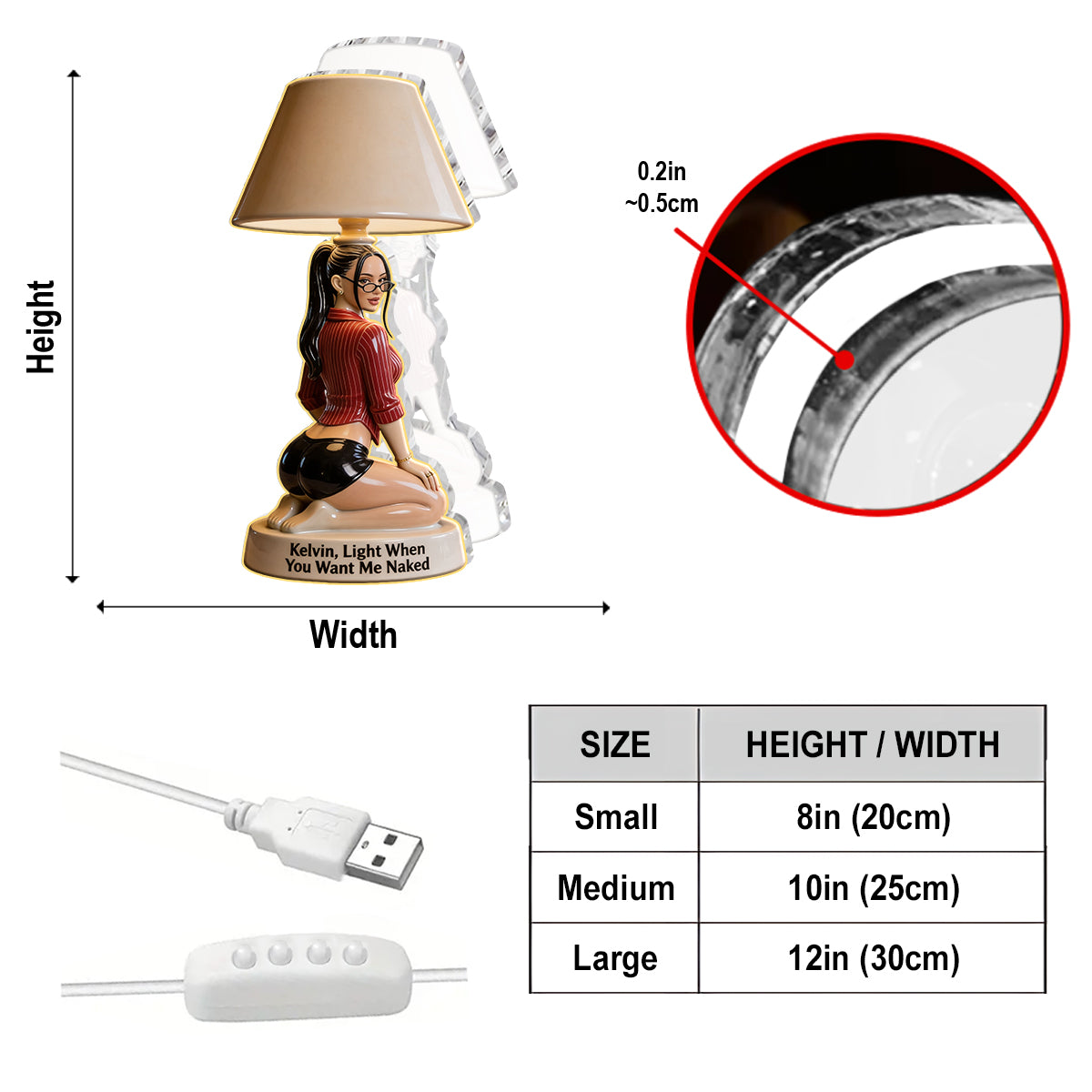 Light When You Miss Me - Personalized Spicy Couple Acrylic LED Night Light
