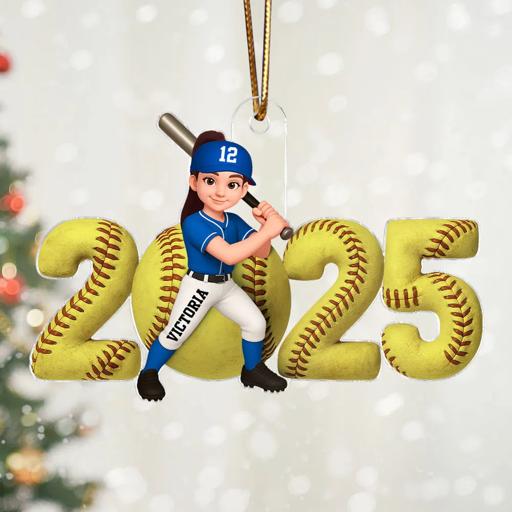 Acrylic Ornament Baseball Player in Batting Pose, Customizable, Easy to Hang Christmas Decor, a Unique Gift for Kids & Teens