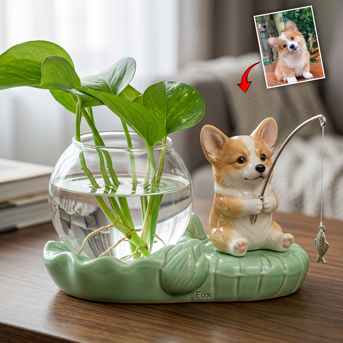 Cute Fishing Planter - Personalized Cat Acrylic Pot