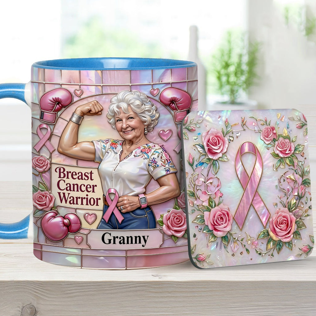 I'm A Warrior - Personalized Breast Cancer Awareness Accent Mug & Coaster