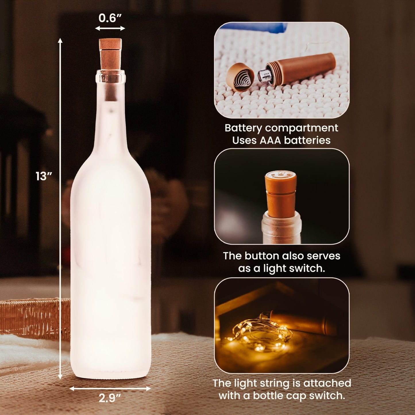 Bottle Lamp Romantic Back-Hug Couple City Sketch with Warm Glow, Personalized One-of-a-Kind Gift for Couples
