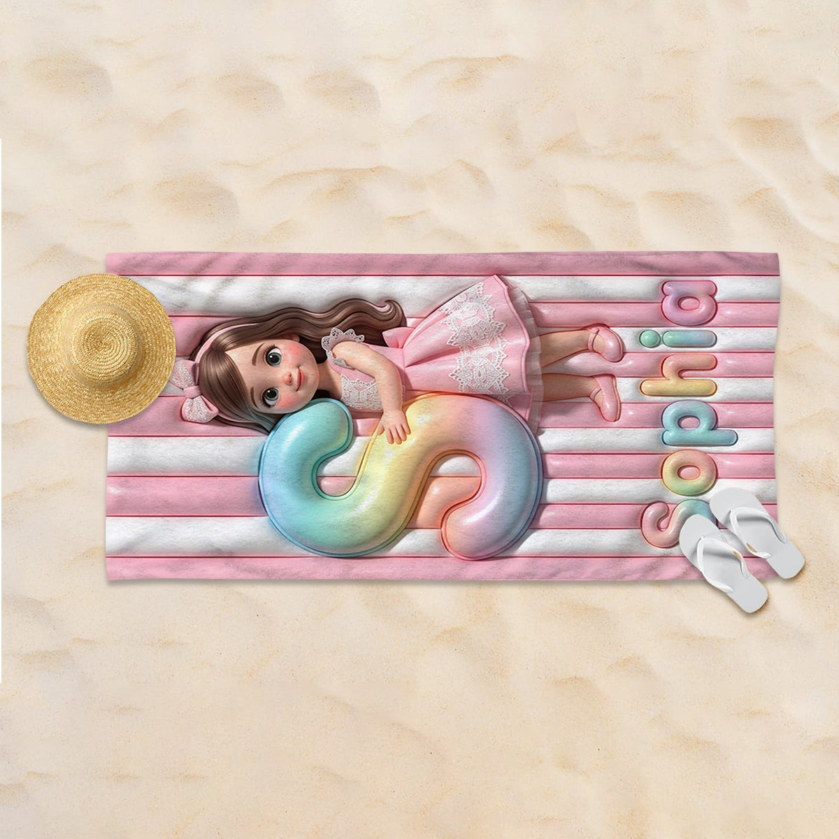 Kids Summer Letter - Personalized Kid Quick-dry Beach Towel/ Bath Towel