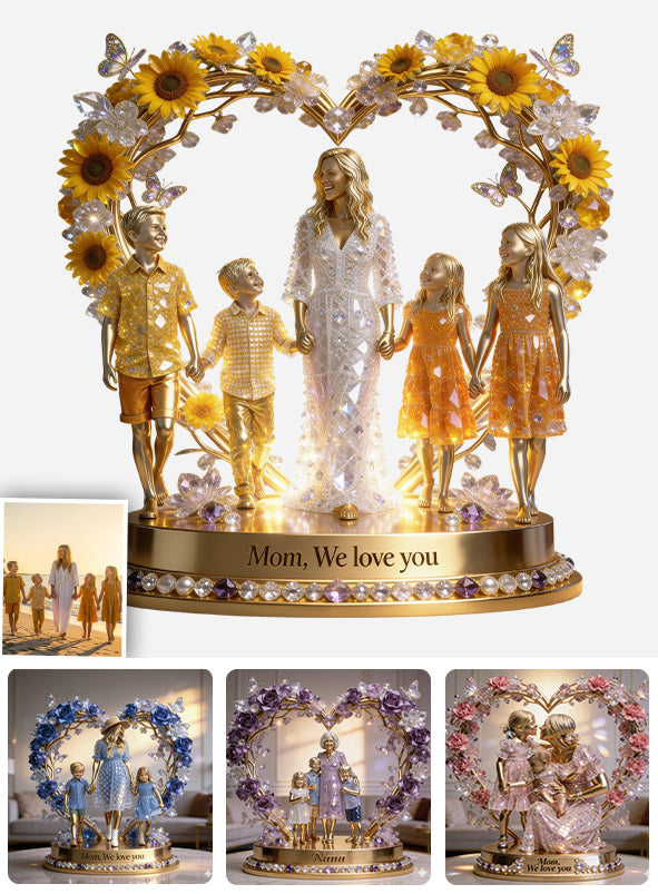 Flower Heart - Personalized Mother Custom Shaped Acrylic Plaque