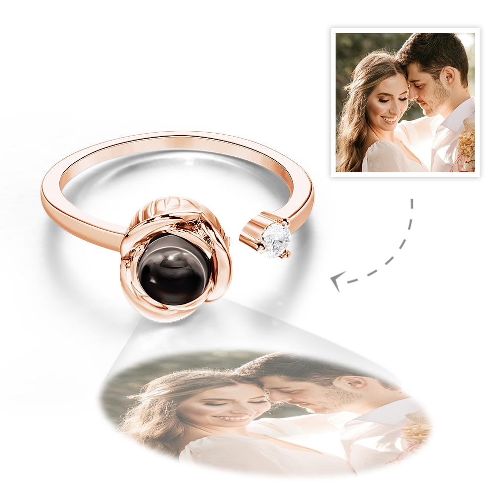 Flower For You - Personalized Photo Open Projection Ring