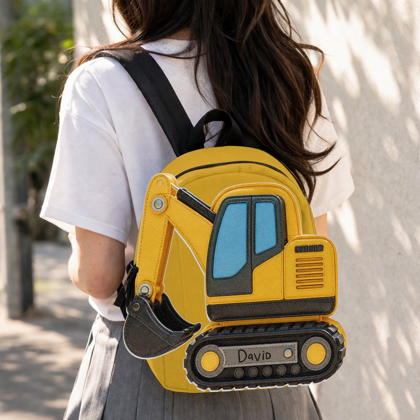 Kids Love Excavator, Unicorn, Capybara, Dinosaur - Personalized Kid Changeable Leather Patch Backpack