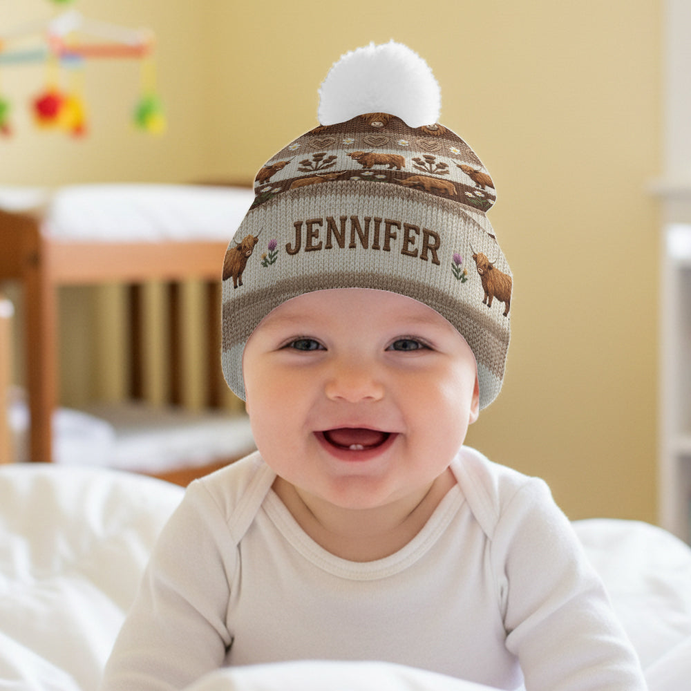 Farm Life - Personalized Highland Cow Beanie Hat