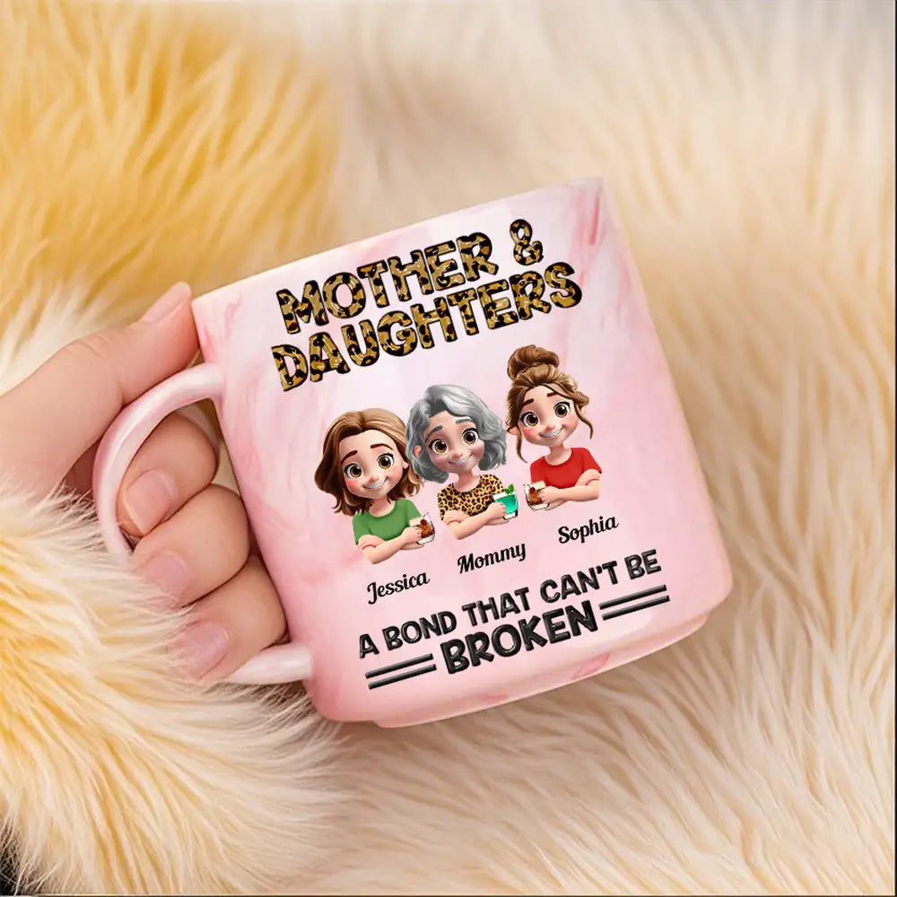 Personalized Mother & Daughter Marble Mug – Toasting Together, Heartwarming Gift for Mother or Daughter