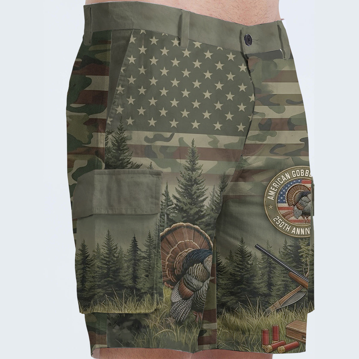American Gobbler Hunter - Personalized Hunting Cargo Shorts With Belt