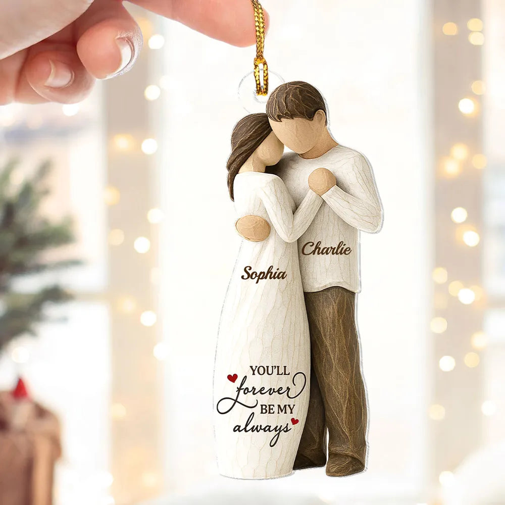 Personalized Acrylic Ornament Couple Hugging On Christmas Tree – Romantic Custom Gift For Him Or Her, A Favorite Place Is Next To You