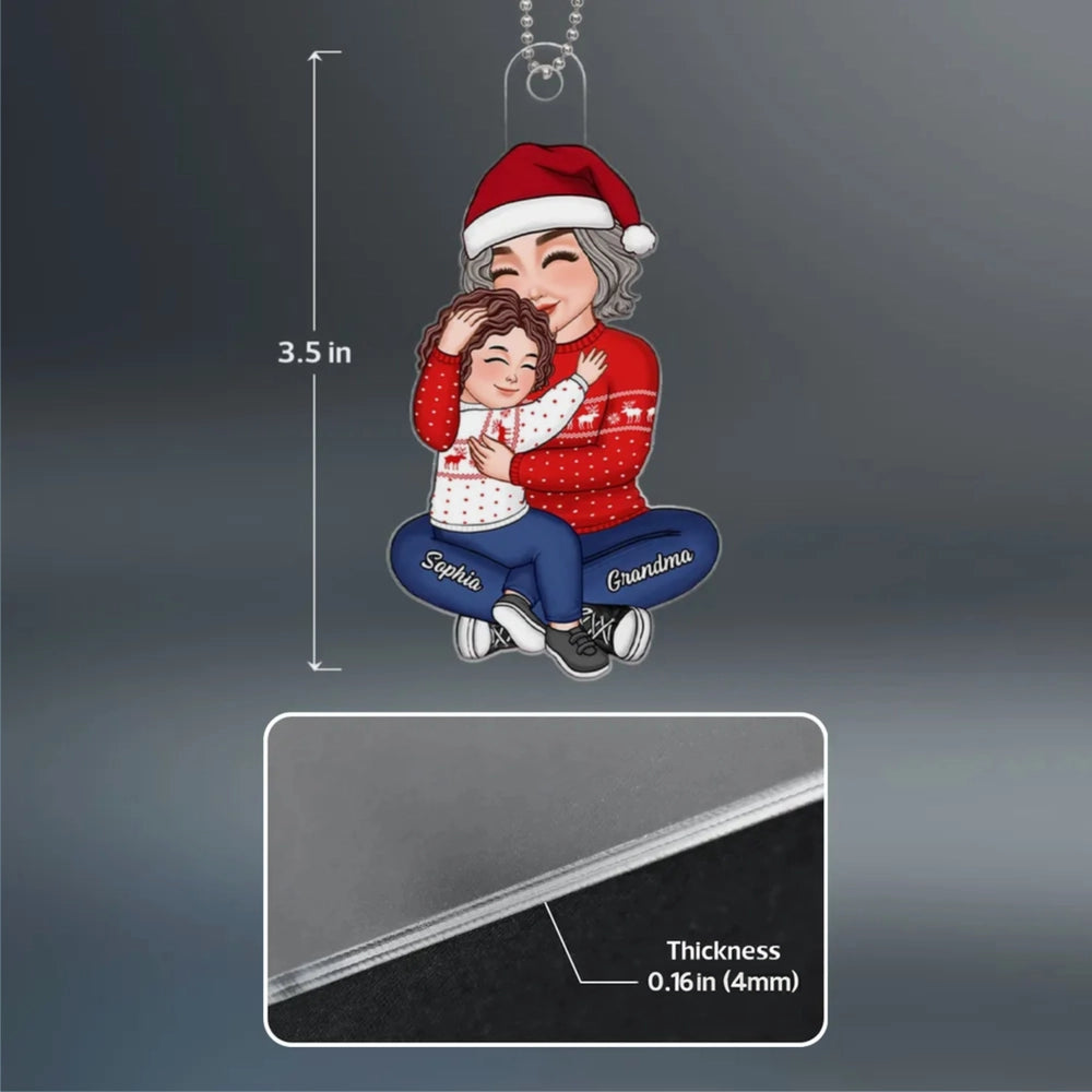 Acrylic Ornament – Cozy Grandma and Grandchild Embrace, Perfect Christmas Gift of Love and Family