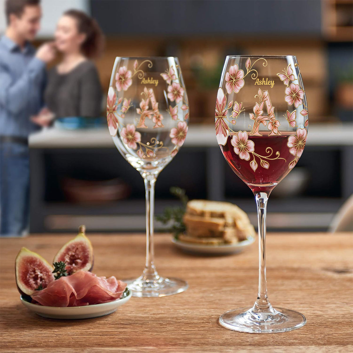 Custom Initial For Wine Lovers - Personalized Wine Wine Glass With Long Stem