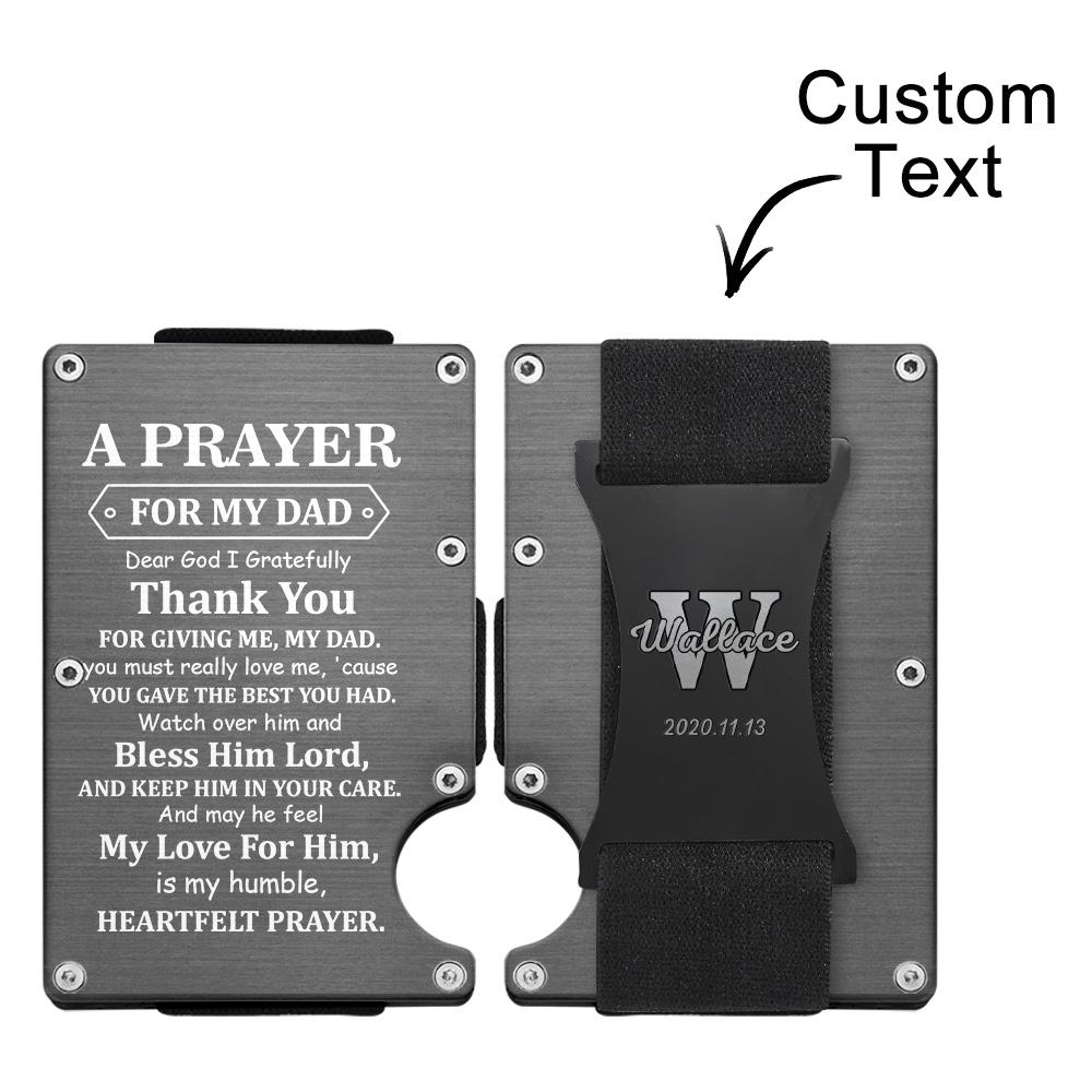 A Prayer For My Dad - Personalized Memorial Engraved Metal RFID Blocking Card Holder