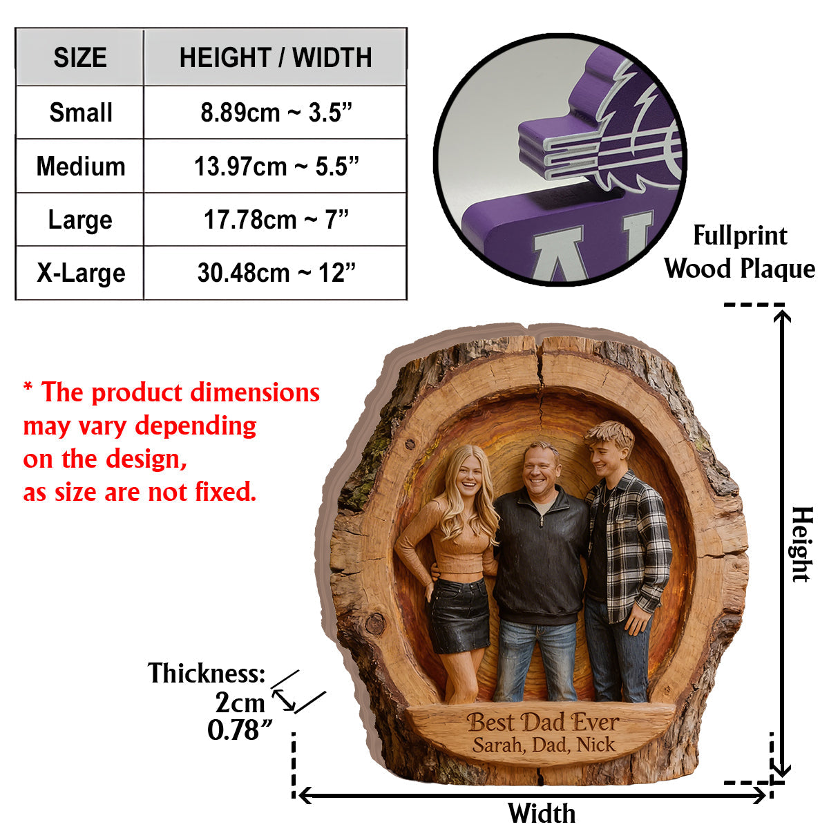 Custom Best Dad Ever Wood Log Figurine, Personalized Father and Son Carved Statue, Rustic Tabletop Decor Gift for Father's Day