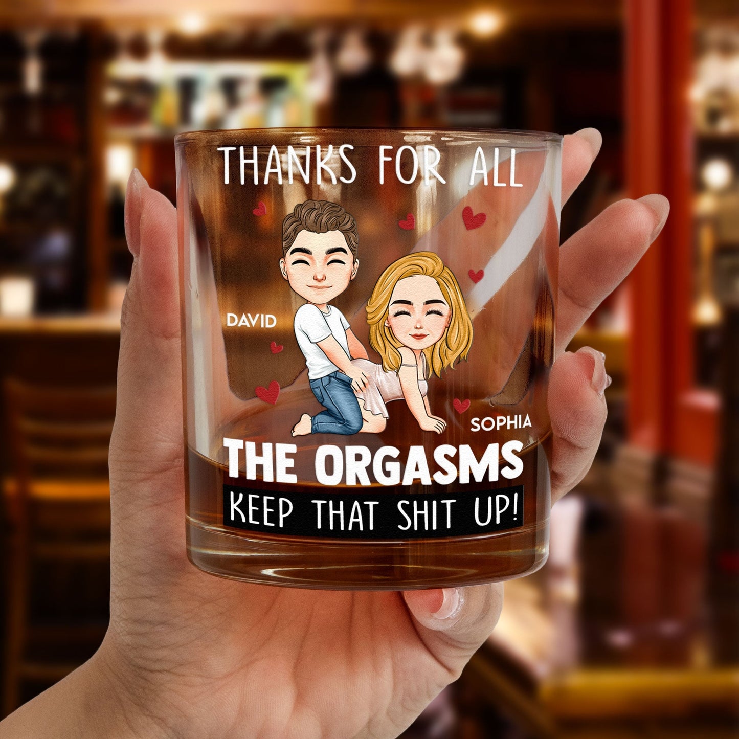 Funny Couple Cartoon Whiskey Glass Set - Personalized Gift Cup