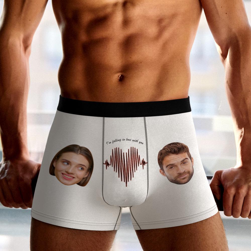 Custom Photo Boxer Electrocardiogram AR View - Personalized Couple Men's boxer briefs