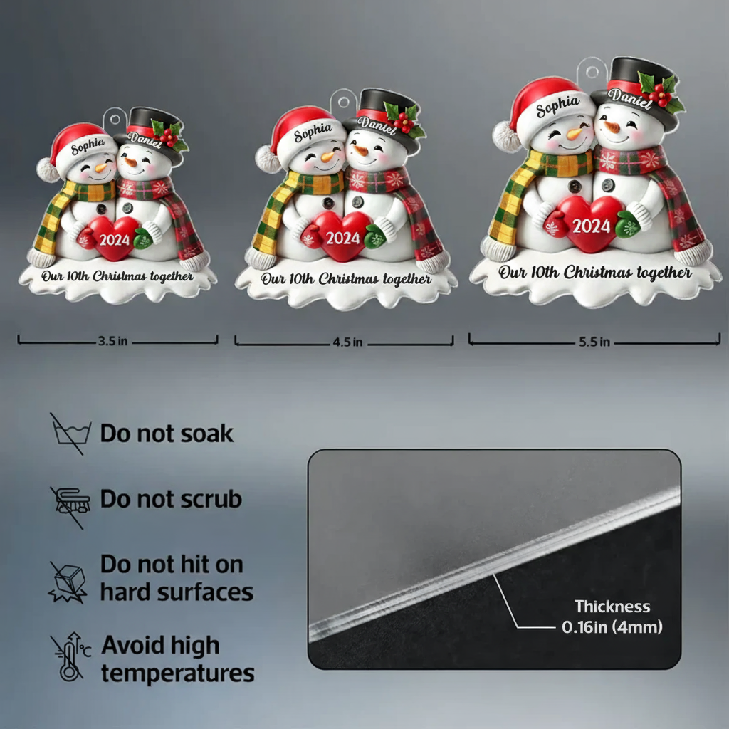 Custom Acrylic Snowman Hug Ornament for Christmas Gifts