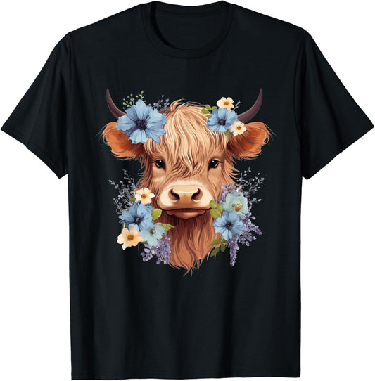 Floral Highland Cow Highland Cow T-shirt & Hoodie 0624