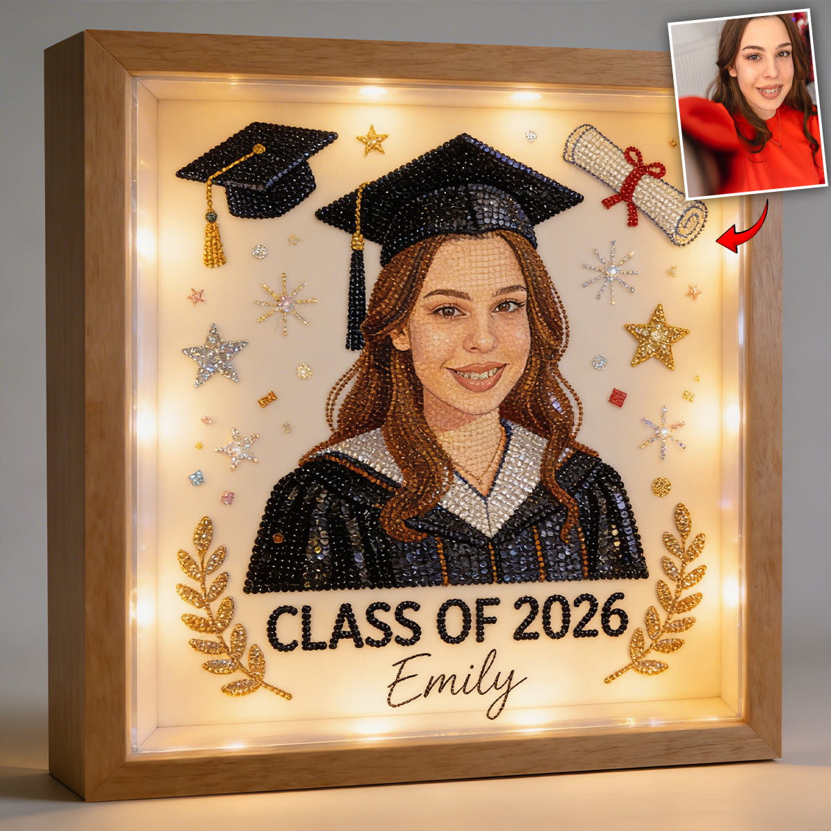 Class Of 2026 - Personalized Graduation Wooden Frame LED Light