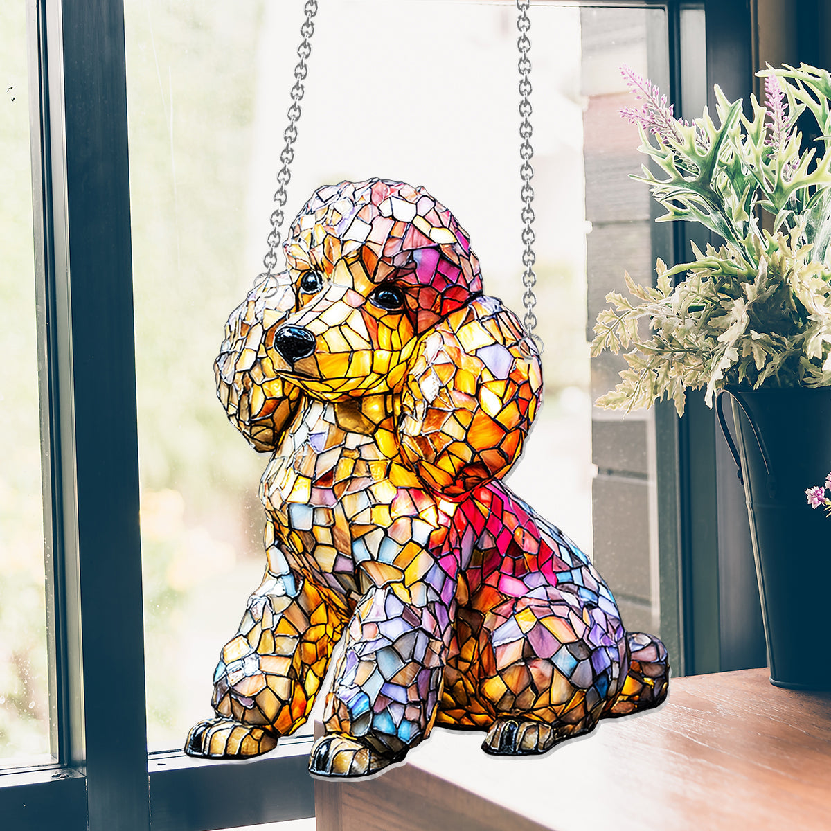 I Love My Dog - Personalized Dog Window Hanging Suncatcher Ornament