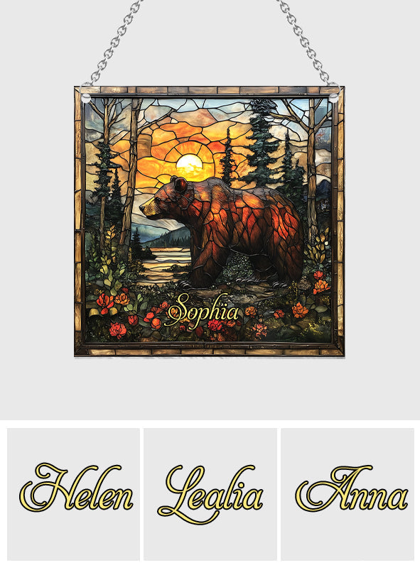 Forest Bear - Personalized Bear Window Hanging Suncatcher Ornament