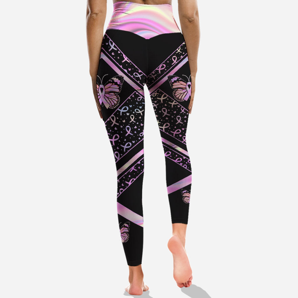 Hope For A Cure - Breast Cancer Awareness Leggings And Hollow Tank Top