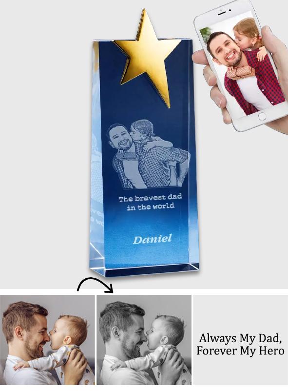 Any Dad Photos - Personalized Father Crystal Star Award Photo Frame