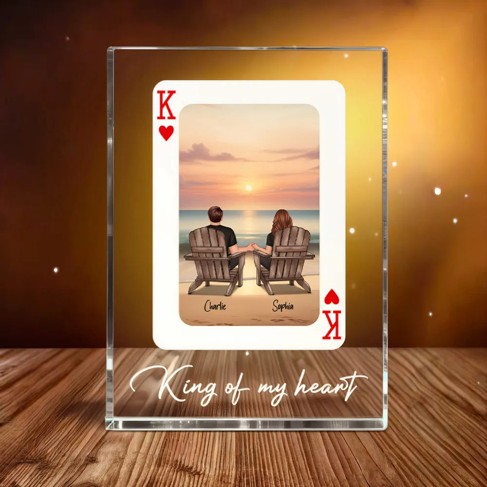 Rectangle Acrylic Block Plaque Personalized for Couples, Beach Chairs at Sunset, Sweet Desk Decor Keepsake Gift for Your Partner