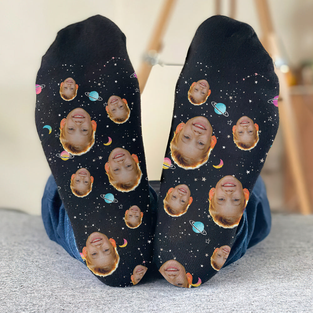 Custom Face Galaxy - Personalized grandson Socks