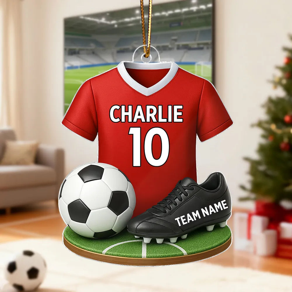 Custom Acrylic Soccer Ornament - Personalized Jersey Keepsake Gift