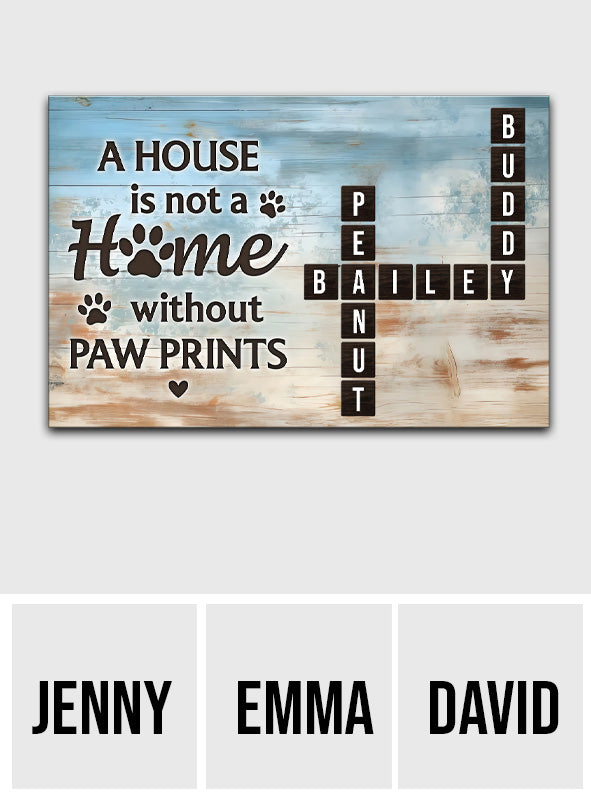 Home With Paw Prints Pet Crossword Puzzle Art - Personalized Dog Canvas And Poster