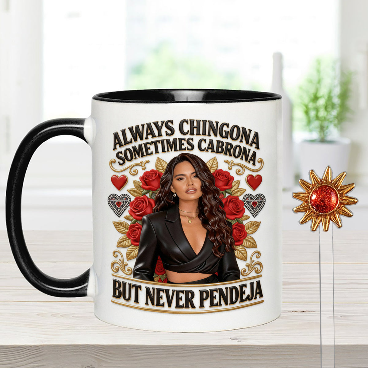 Latina Vibes, Always Chingona - Personalized Latina Women Set Accent Mug with Acrylic Stirrers