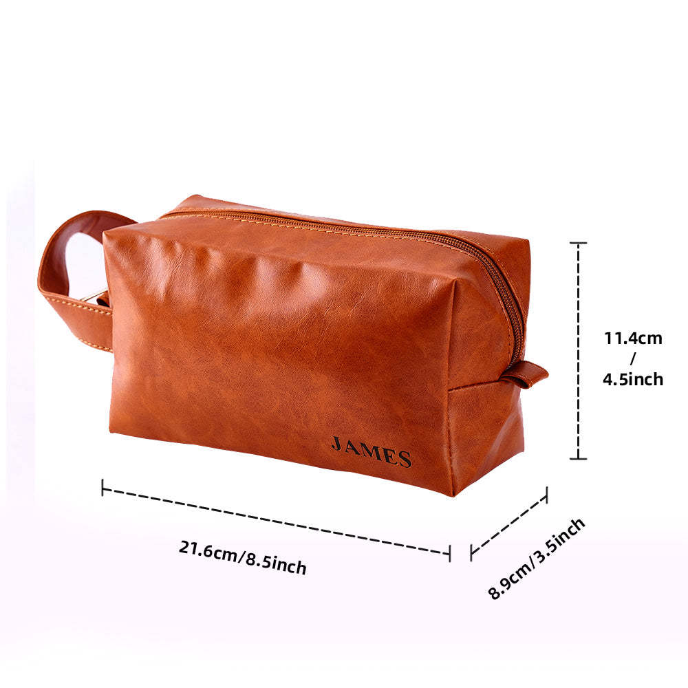 Custom Name Engraved Toiletry Travel Storage PU Leather Leather Toiletry Travel Storage Bag - gift for anyone - Personalized Bag