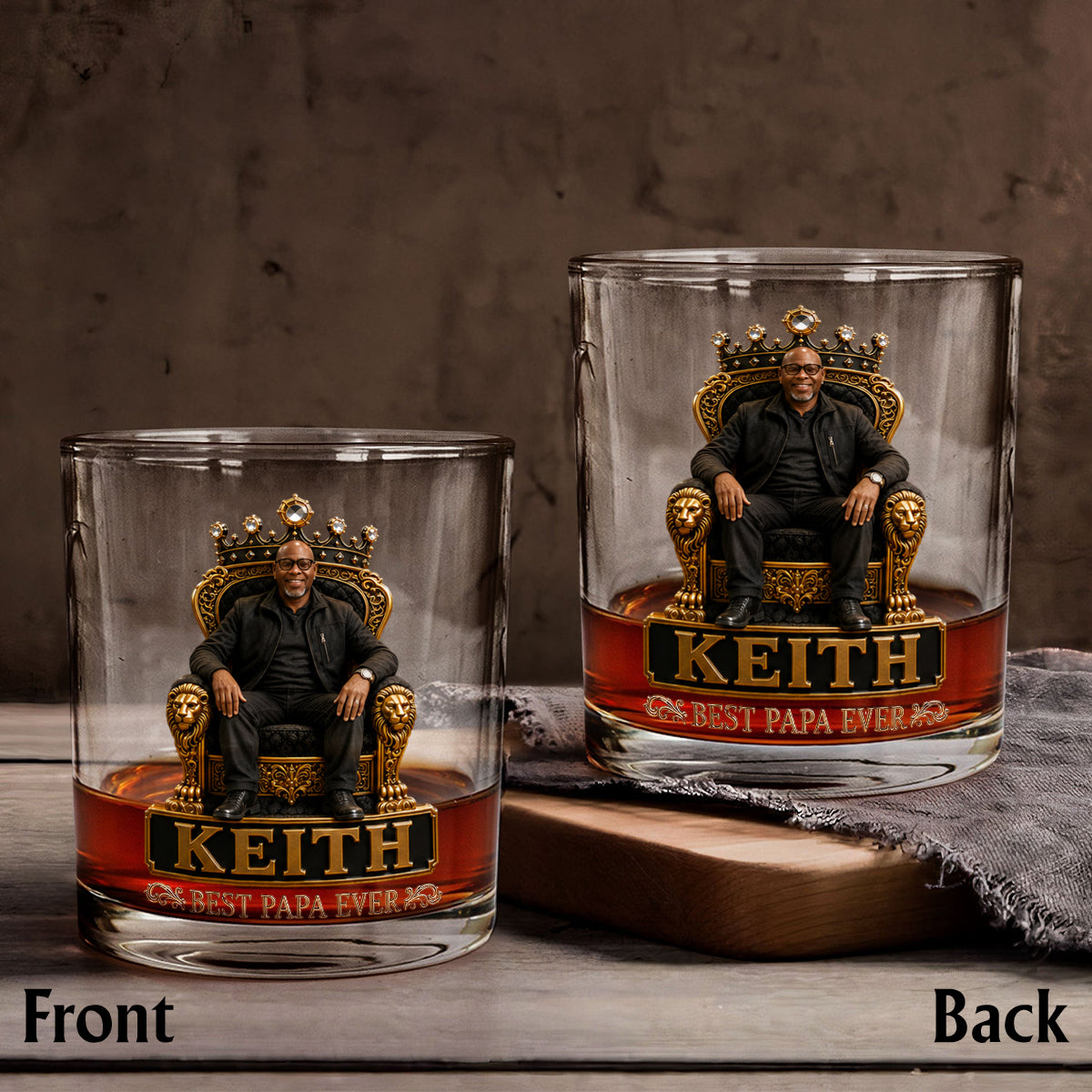 Gift For Black King, Custom Gift Father's Day - Personalized Father Whiskey Bottle & Glass