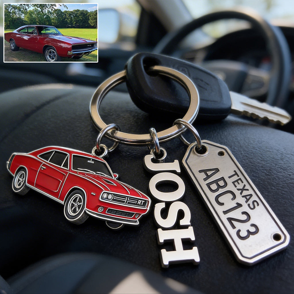 Custom Vehicle Keychain From Any Photo - Personalized Car Lover Premium Keychain With Charms