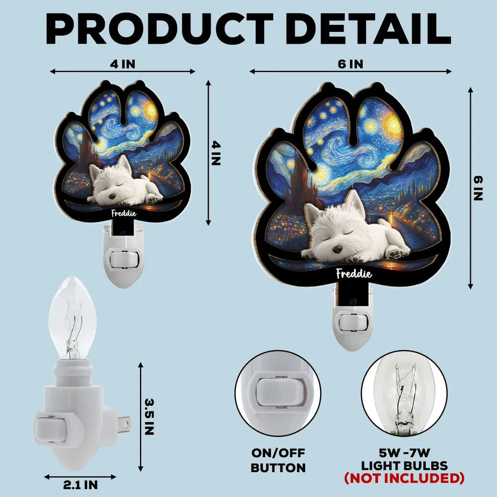 Starry Night Dog Acrylic and Wood Night Light, Cozy Pet-Inspired Design for Bedroom Ambience