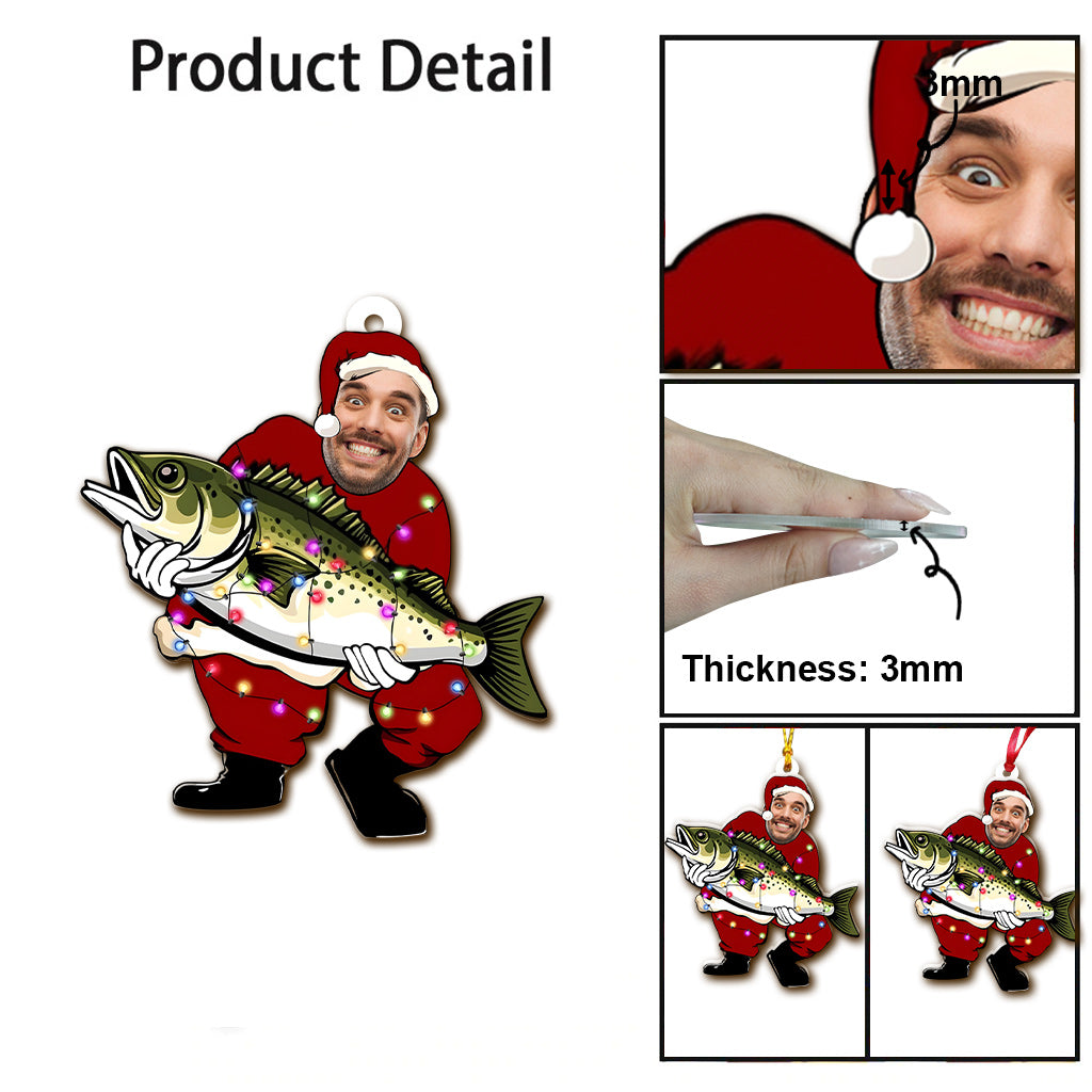 Funny Santa Fisherman - Personalized Fishing Ornament