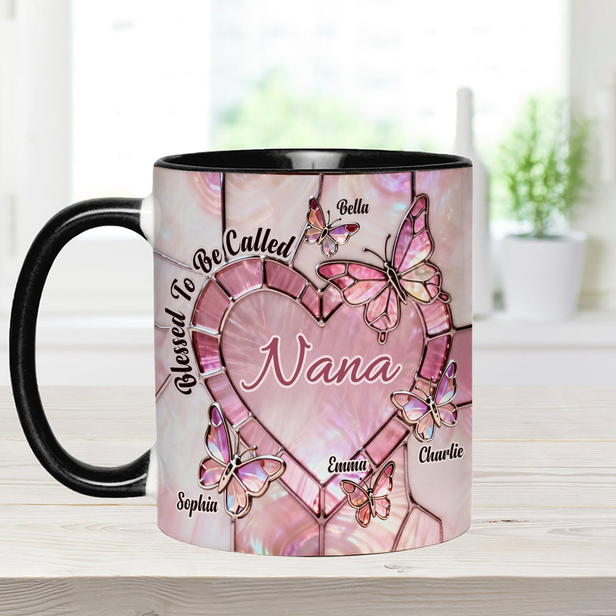 Blessed To Be Called Nana Mama Gigi Grandma - Personalized Grandma Set Accent Mug with Acrylic Stirrers