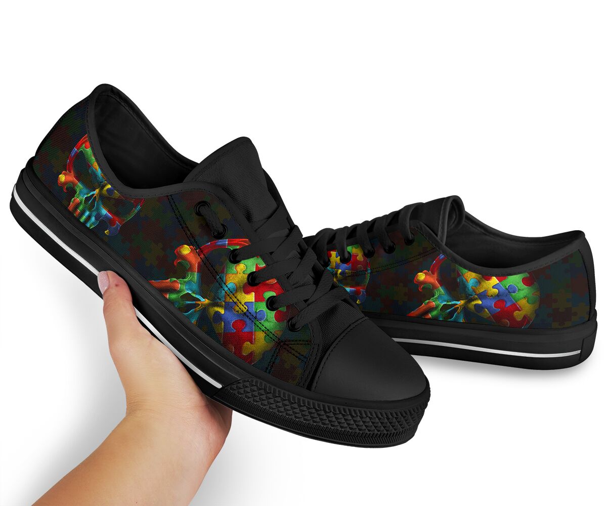 Autism Punisher Skull Autism Awareness Low Top Shoes 0622