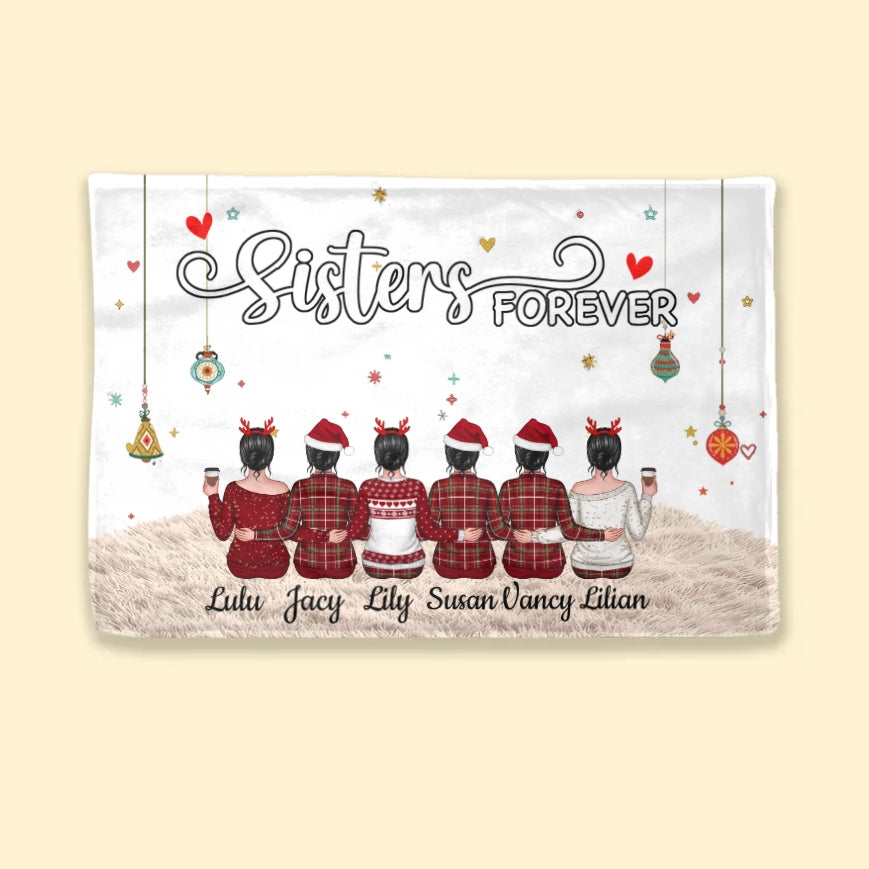 Sisters Forever - Personalized  Poster, Plaque, Ornament,Keychain, Blanket or Cup - A Heartfelt Gift for Your Best Friend or Sister