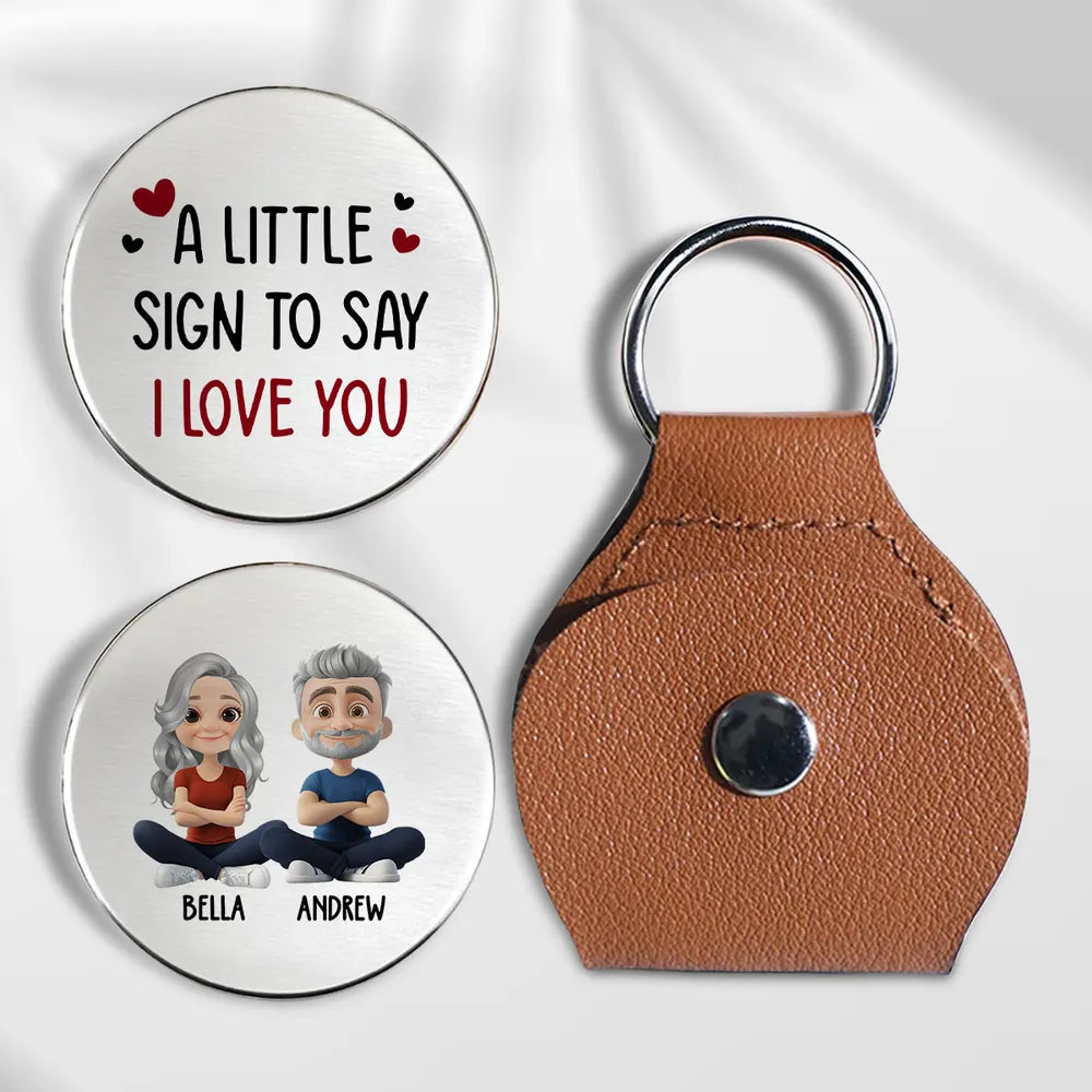 Personalized Pocket Hug Token with Custom Cartoon Couple - Sweet I Love You Keepsake Keychain Style Gift