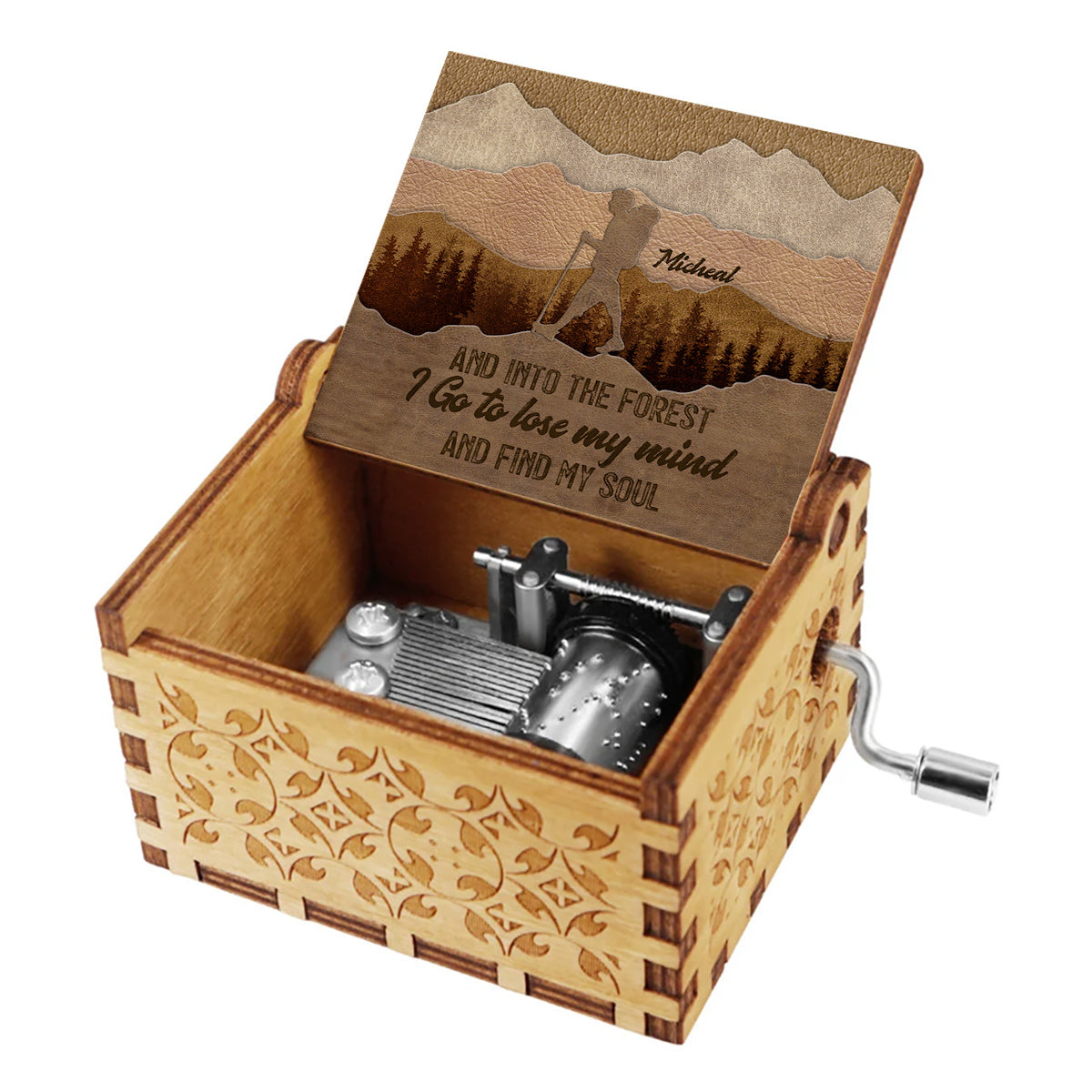 And Into The Forest I Go - Personalized Hiking Hand Crank Music Box