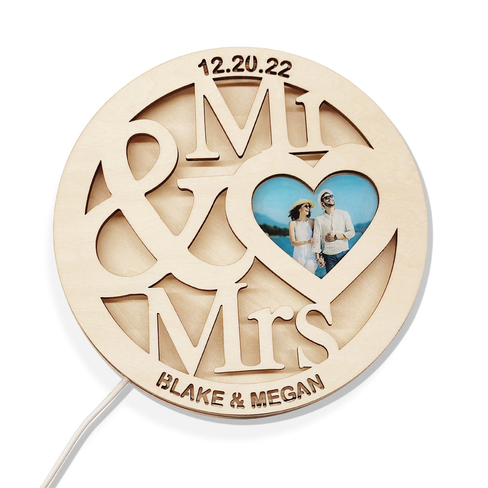 Custom Photo Mr & Mrs Lamp - Personalized Husband And Wife Lamp