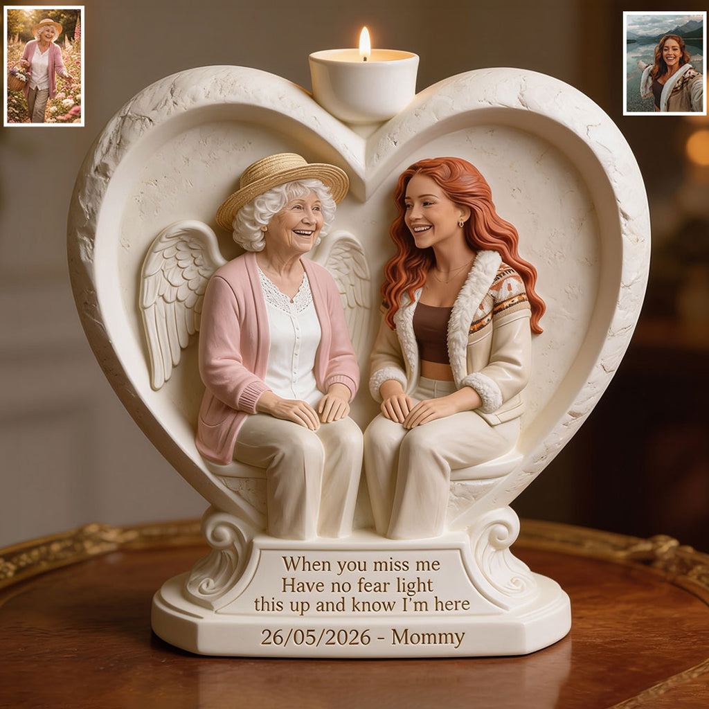 In Loving Memory - Personalized Memorial Custom Shape Wooden Candle Holder