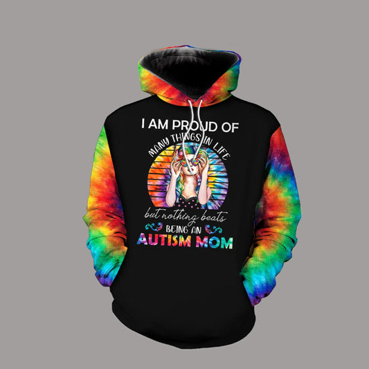 Gift For Mom I Am Proud Of Many Things In Life But Nothing Beats Being An Autism Mom - Autism Awareness All Over T-shirt and Hoodie 0921