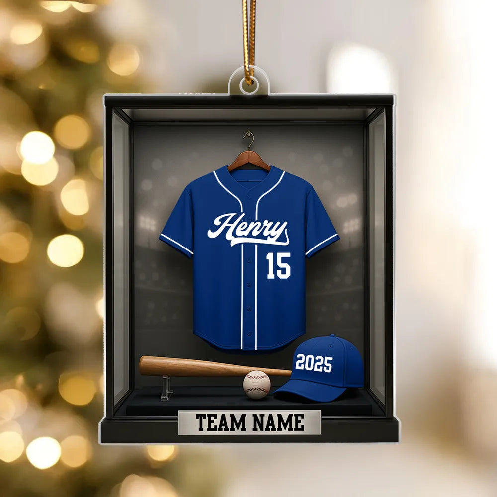 Acrylic Ornament Baseball Jersey Shadow-Box Look for Christmas Tree, Stadium Lights Vibe, Unique Gift for Players, Sons, Daughters, Grandkids