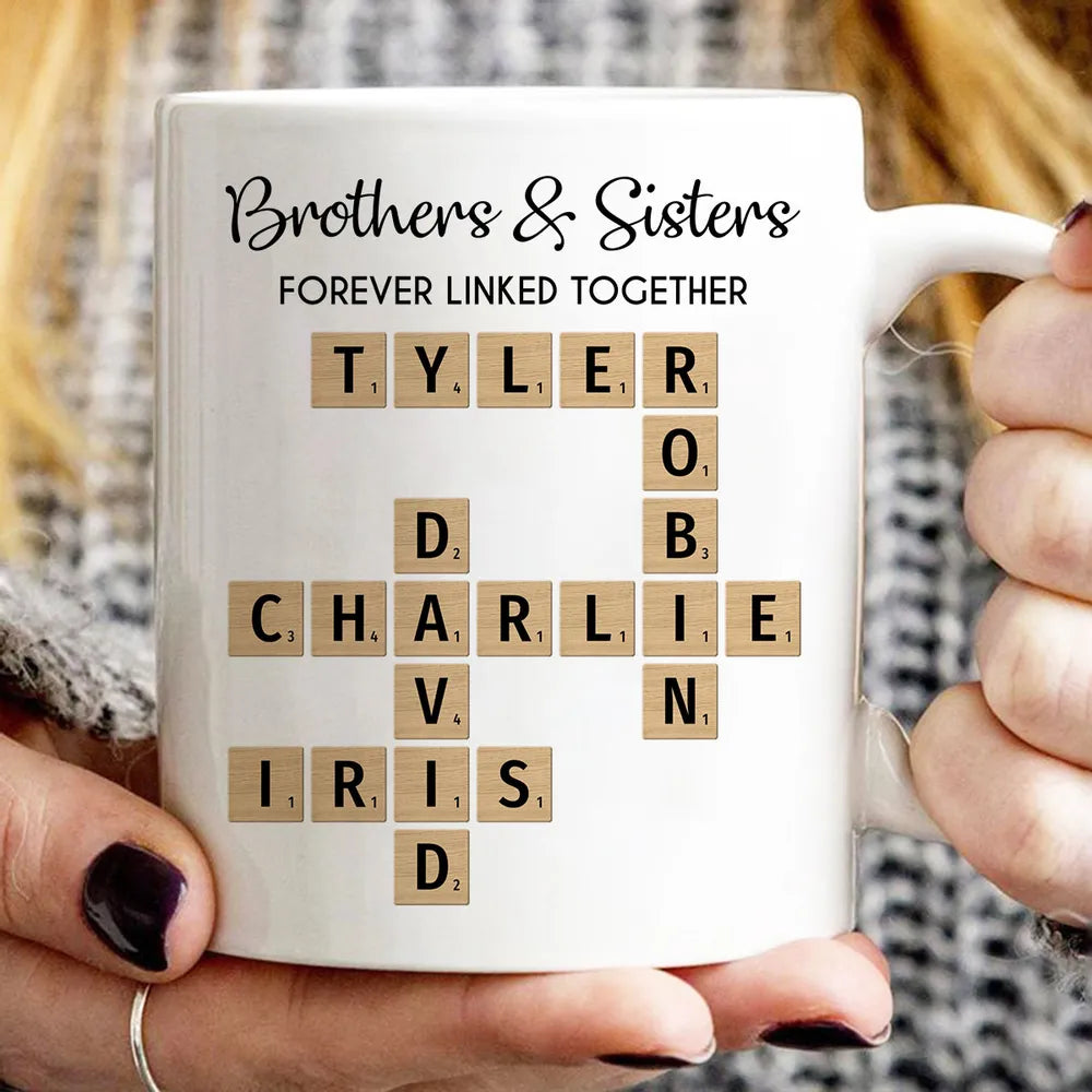 Brothers & Sisters Forever Linked Mug - Custom Gift for Birthdays and Holidays